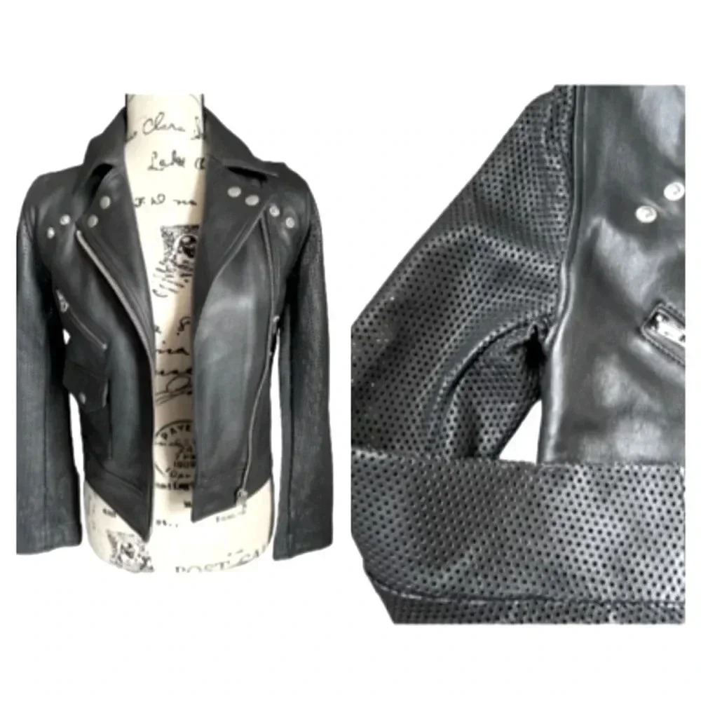 NASTY GAL WHIMSY GOTH BLACK LEATHER MOTO JACKET